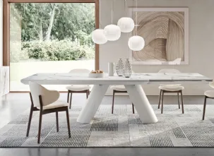 Tavolo allungabile con piano in ceramica effetto marmo Apian Plus di Calligaris