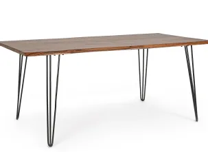 Tavolo con gambe arrotondate in acciaio e piano in legno Barrow di Bizzotto