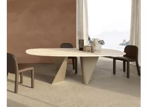 Tavolo in legno secolare multistrati Naturale e base in metallo Blow di Nature Design