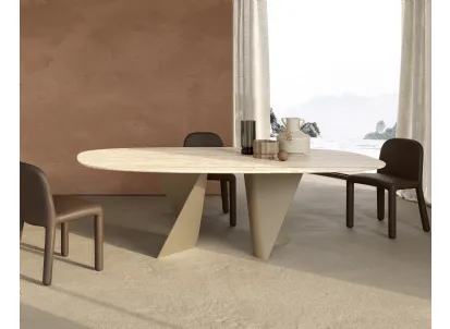Tavolo in legno secolare multistrati Naturale e base in metallo Blow di Nature Design