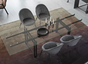 Tavolo allungabile con piano in vetro e struttura in metallo Berlin di Calligaris