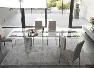 Tavolo allungabile in vetro con gambe in metallo Tower di Calligaris