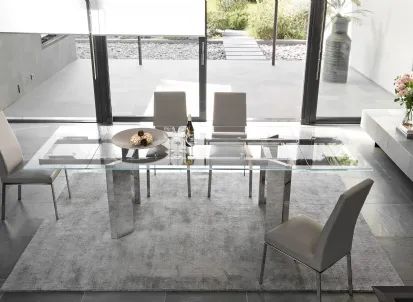 Tavolo allungabile in vetro con gambe in metallo Tower di Calligaris