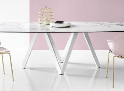 Tavolo Cartesio in accoppiato ceramica e vetro di Calligaris