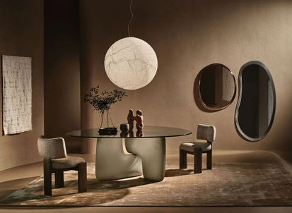 Tavolo Clay in vetro con base in ceramica di Nature Design