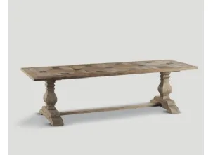 Tavolo DB002920 legno vecchio top quadrotte inserti legno effetto arrugginito di Dialma Brown