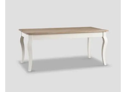 Tavolo DB006148 base laccata bianco e top rovere vintage chiaro di Dialma Brown
