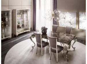 Tavolo classico con piano in marmo e gambe in fusione di alluminio George di Cantori