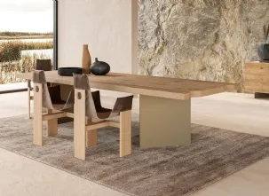 Tavolo in legno secolare e base in metallo Harvest Metal di Nature Design