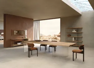 Tavolo in legno secolare e gambe in vetro di Murano Ill Murano di Nature Design