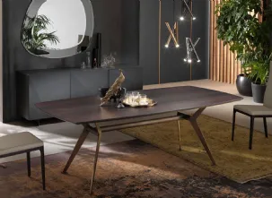 Tavolo di design Master con top in Legno e base in alluminio e acciaio di Riflessi