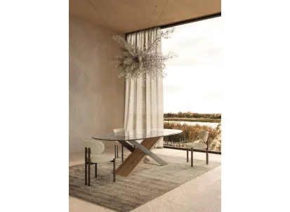 Tavolo con top in gres porcellanato e base in legno e metallo X Tavoli di Nature DesignX Tavoli di Nature Design
