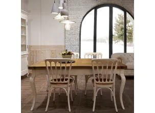 Tavolo allungabile da 180 a 280 cm. Numano con base in legno massello laccato bianco vissuto e top in legno stratificato di Rovere naturale di Dialma Brown