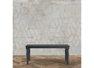 Tavolo rettangolare realizzato in legno stratificato e legno massello di Conifera Perpignan finitura Dark Titanium di Dialma Brown