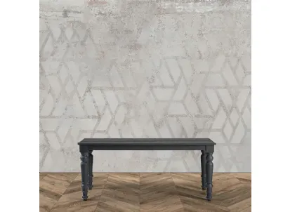Tavolo rettangolare realizzato in legno stratificato e legno massello di Conifera Perpignan finitura Dark Titanium di Dialma Brown
