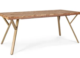 Tavolo con gambe in acciaio verniciato e piano in legno di acacia Raida di Bizzotto