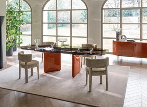 Tavolo allungabile Riverstone in vetro di Calligaris