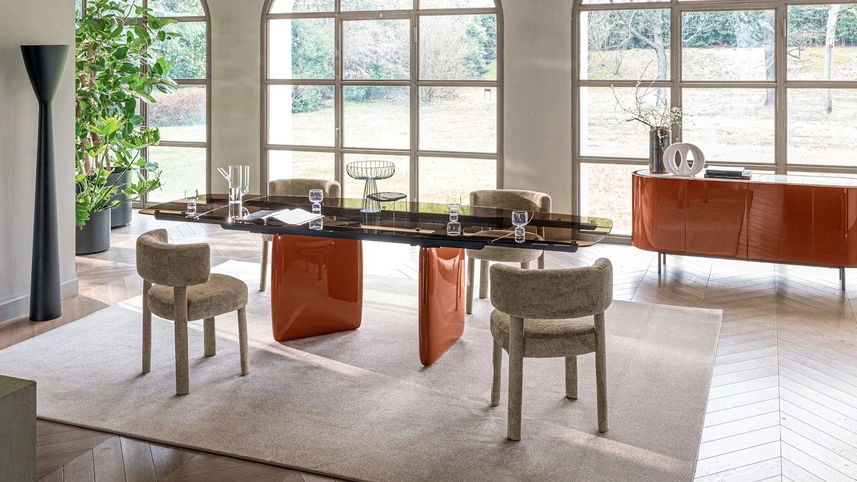 Tavolo allungabile Riverstone in vetro di Calligaris