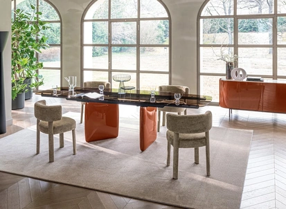 Tavolo allungabile Riverstone in vetro di Calligaris