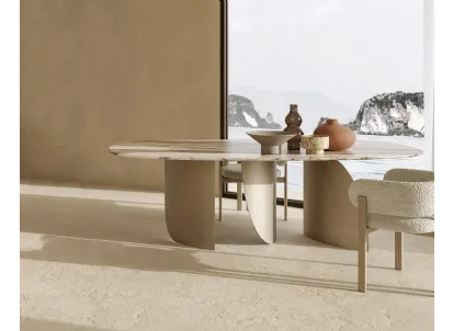 Tavolo in marmo con struttura in metallo Sail di Nature Design