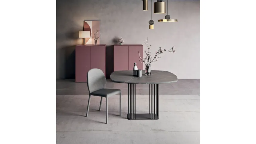 Tavolo di design da 4 posti con piano in marmo Sambuco di Orme