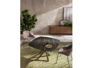 Tavolo allungabile Shangai Square con top in ceramica e base in alluminio verniciato di Riflessi