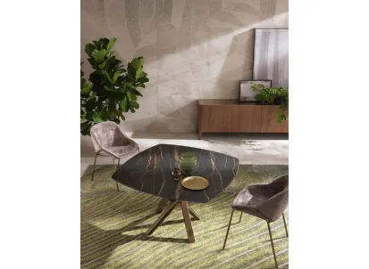 Tavolo allungabile Shangai Square con top in ceramica e base in alluminio verniciato di Riflessi