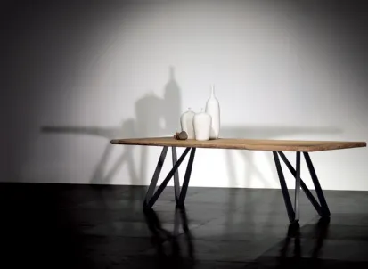 Tavolo fisso con piano in legno naturale Stalattite Nature Design