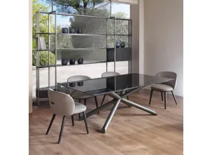 Tavolo rettangolare con top in vetro Thomas di Cantori