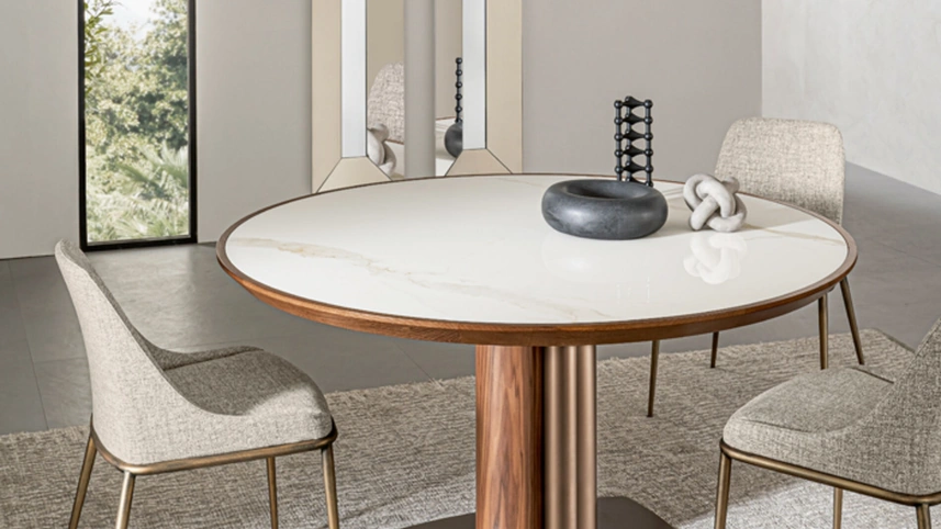 Tavolo Tower in legno e ceramica di Riflessi