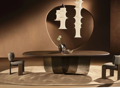 Tavolo Velombra in legno con base in vetro di Nature Design