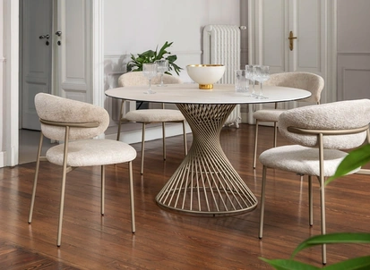 Tavolo rotondo in ceramica Vortex di Calligaris