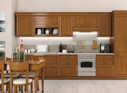 Cucina Classica lineare in legno Le Gemme composizione 05 di Le Fablier