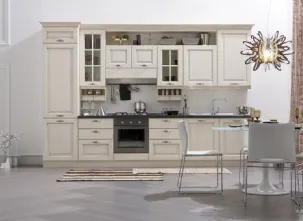 Cucina Classica lineare Memory in legno laccato Bianco antico di Veneta Cucine