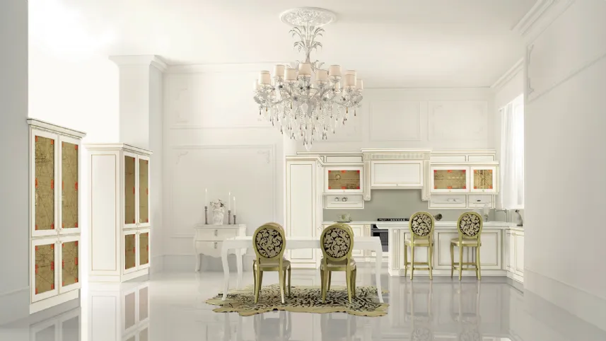 Cucina Classica angolare Mirabeau in laccato Bianco di Veneta Cucine