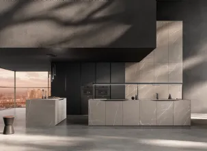 Cucina Design lineare Elementi 01 in ceramica gres effetto pietra di Snaidero