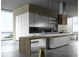 Cucina Design con isola Look Grigio Urbano e Rovere di Snaidero