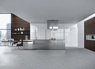 Cucina Design lineare in acciaio Opera 01 di Snaidero