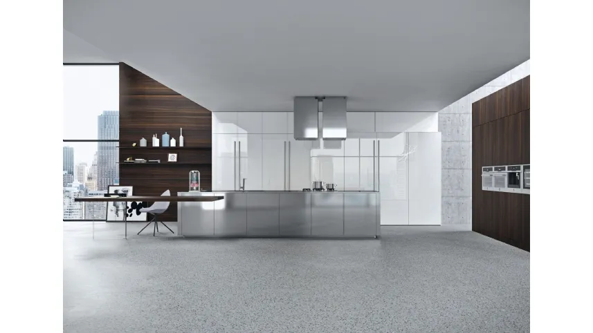 Cucina Design lineare in acciaio Opera 01 di Snaidero