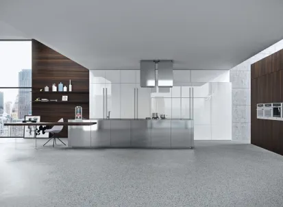 Cucina Design lineare in acciaio Opera 01 di Snaidero