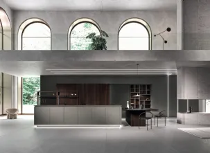 Cucina Design con isola Way Materia Calce Tortora e Rovere di Snaidero