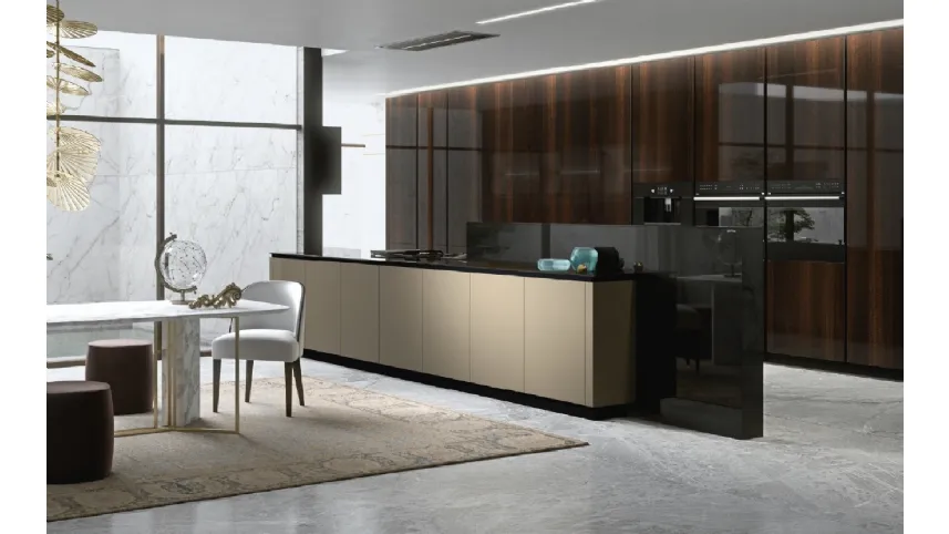 Cucina Design con isola Way Oro e Eucalipto di Snaidero