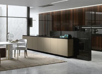 Cucina Design con isola Way Oro e Eucalipto di Snaidero