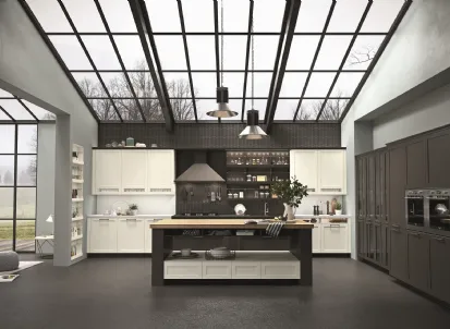 Cucina Moderna lineare Hera in materico rovere e laccato di Snaidero