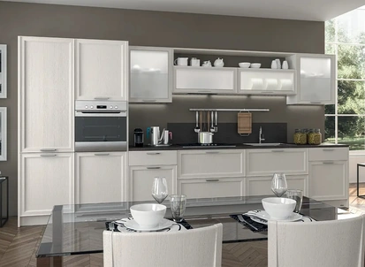 Cucina Moderna lineare Melograno Composizione PM03 in legno di frassino di Le Fablier