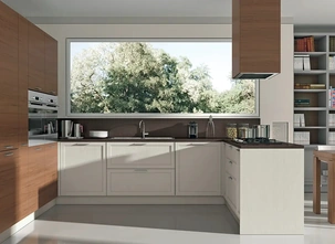 Cucina Moderna con penisola Melograno Composizione PM05 in legno di frassino di Le Fablier