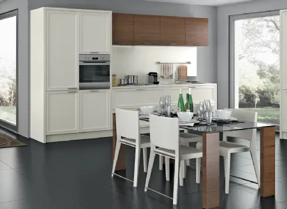 Cucina Moderna lineare Melograno in legno laccato opaco composizione 04 di Le Fablier