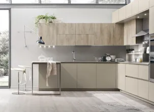 Cucina Moderna angolare Lounge in laccato opaco Grigio Corda di Veneta Cucine