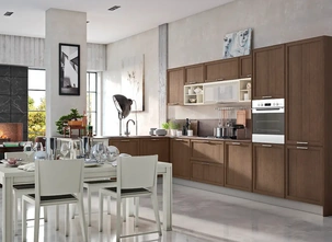 Cucina Moderna con penisola Melograno Composizione PM07 in legno di frassino di Le Fablier
