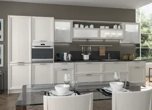 Cucina lineare Moderna in legno laccato opaco Melograno composizione 03 di Le Fablier